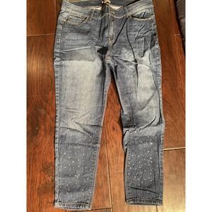 Womens Juicy Couture Ankle Jeans. Size 14 Blue. 25" Inseam. Embellished!